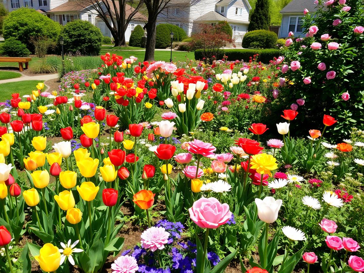 Blooming flower beds